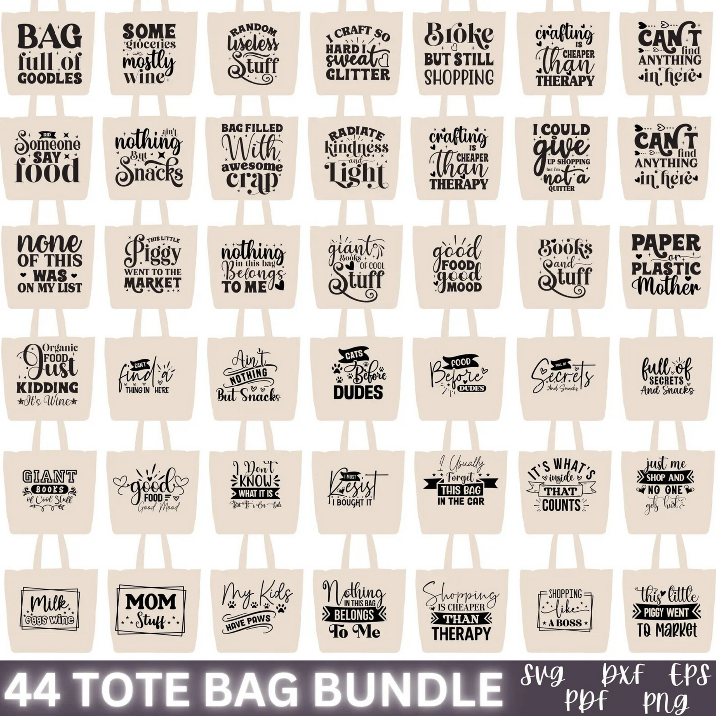 44 Tote Bag SVG Bundle