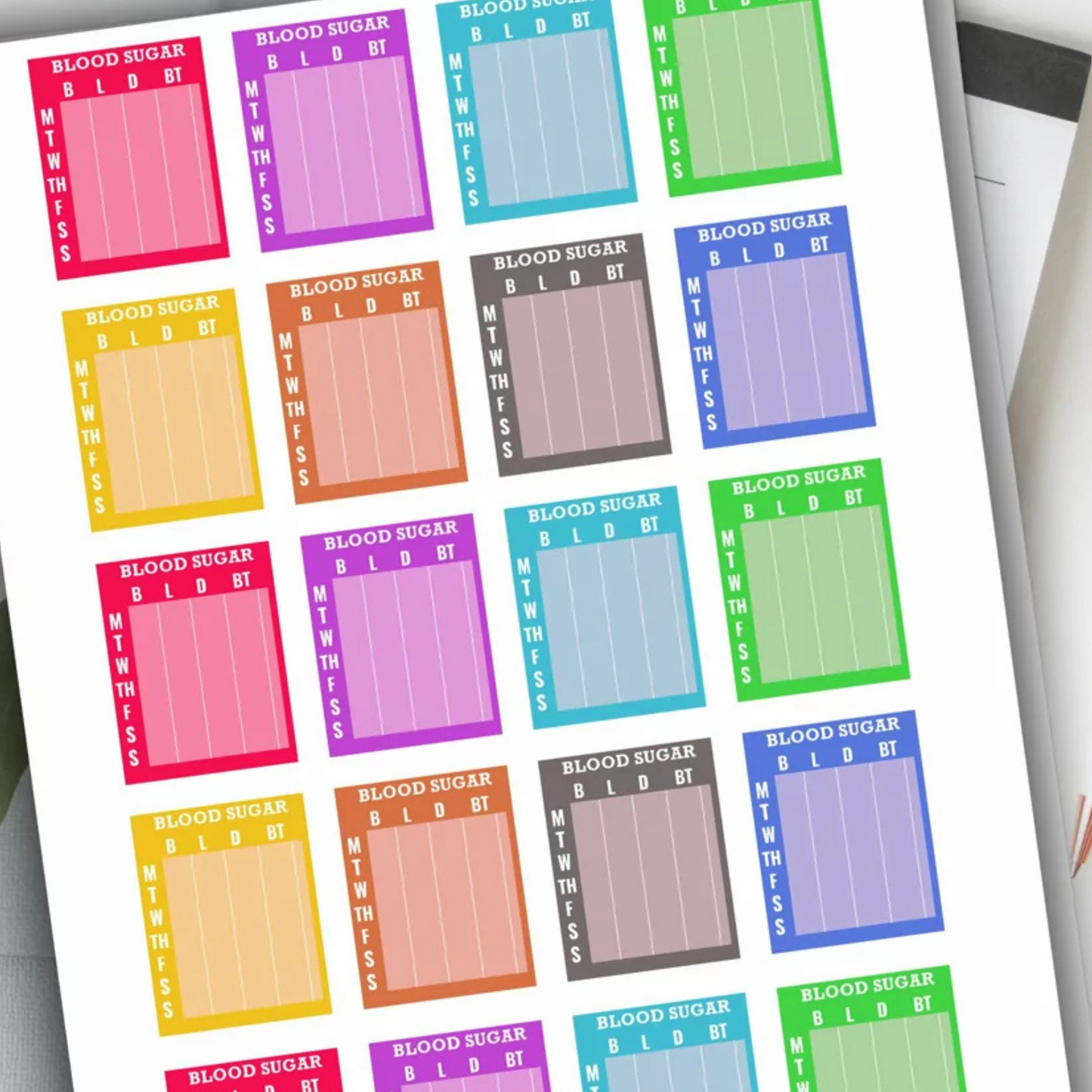 Blood Sugar Tracker Printable Stickers