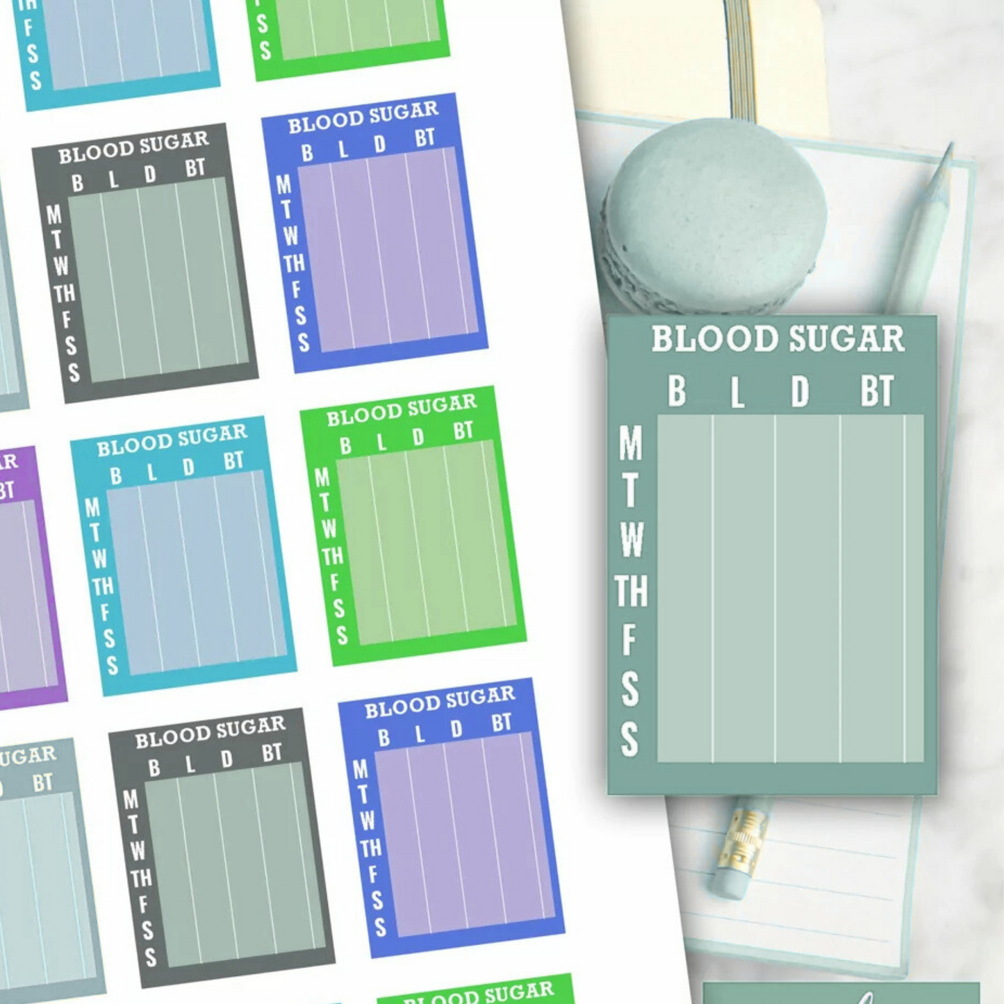 Blood Sugar Tracker Printable Stickers