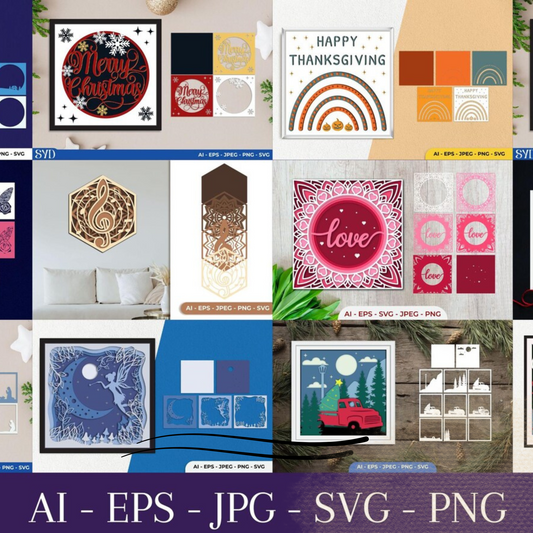 50 SHADOW BOX SVG Bundle