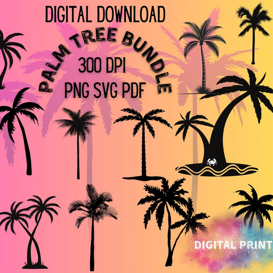 Palm Tree SVG, PNG Clipart, Pdf Palm Tree,300 Dpi